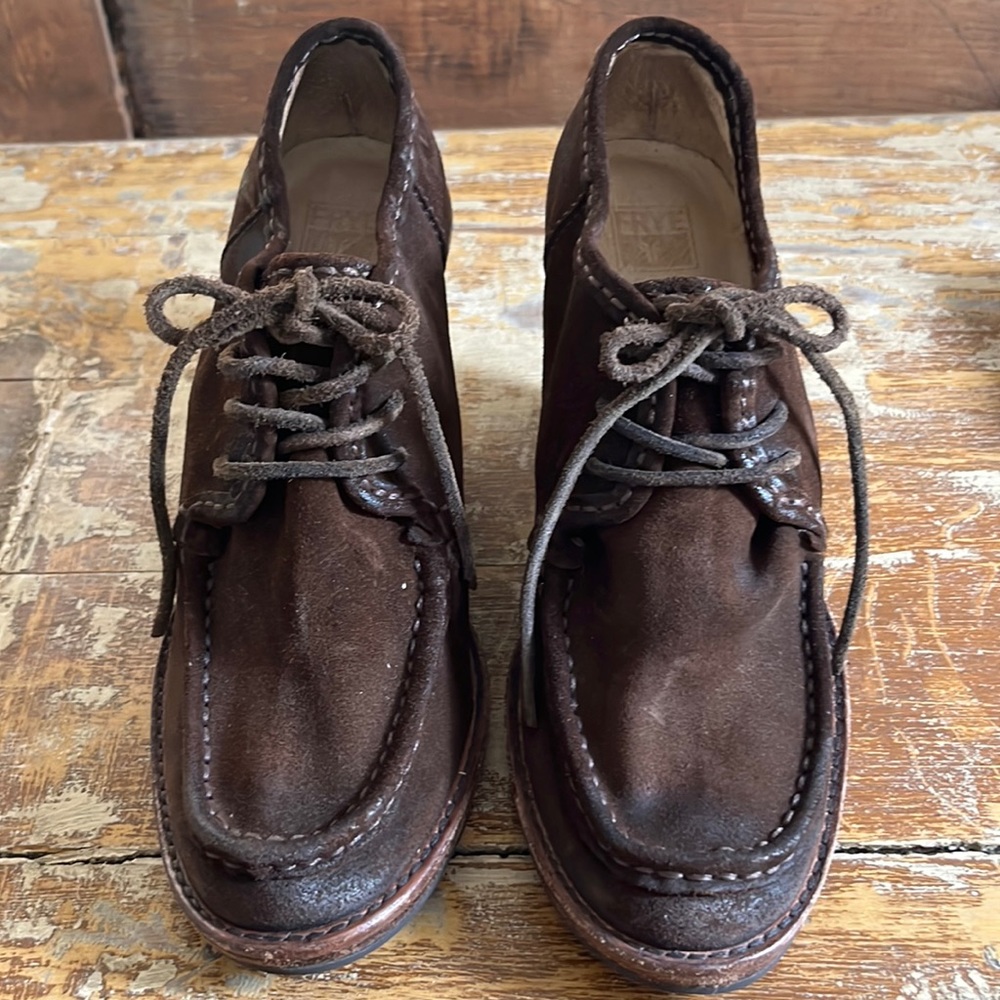 Frye Brown Suede Wedge Heeled Shoes / Size 8M